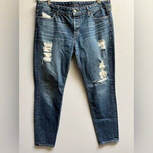 Koral Relaxed Skinny Distressed Denim Jeans Mid Rise Faded Blue Size 31